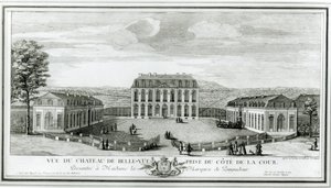 Vista de la fachada del patio del Castillo de Bellevue, c.1750